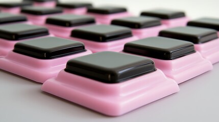 Square patterned pink and black game tiles, background