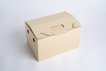 cardboard box isolated on white, handle box