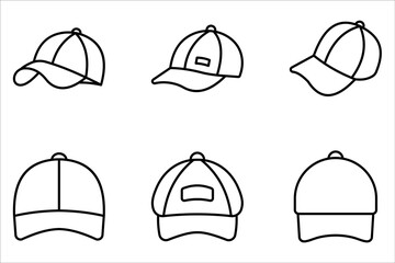 Cap icon set. Vector illustration on a white background.