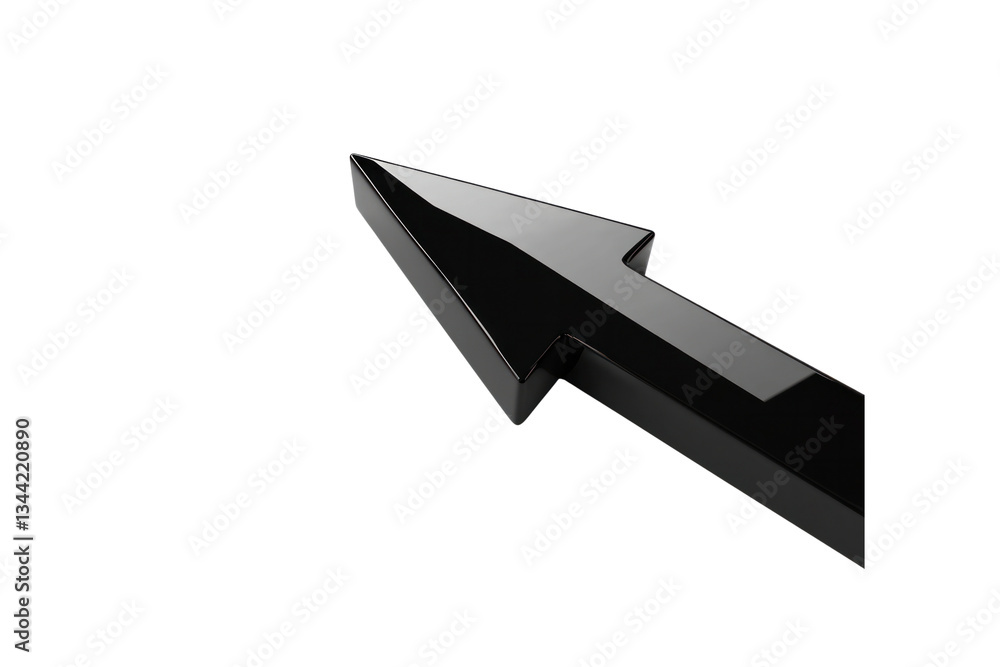 Poster a single black arrow placed horizontally on a white backdrop, with its tail fading into the backgrou