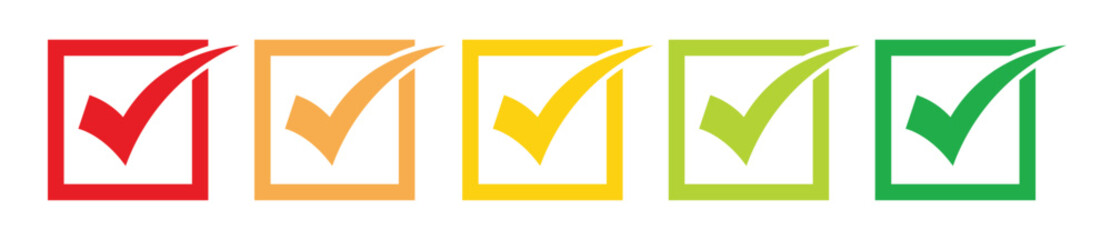 A Set of Five Checkmarks in Different Colors