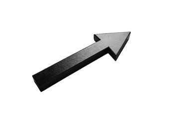 Fototapeta premium A single black arrow placed horizontally on a white backdrop, with its tail fading into the background for a subtle effect