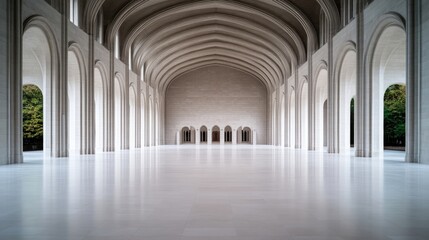 Fototapeta premium Vast, empty hall with arched ceilings