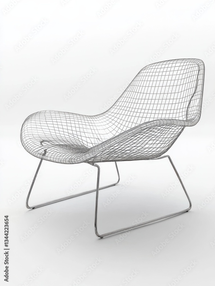 Poster minimalist and modern 3d rendered wireframe chair with a simple yet elegant design isolated on a cle