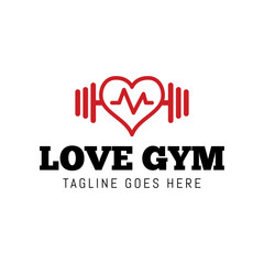Gym fitness lovers logo design. Love fitness logo template.