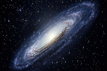 Fototapeta premium Stunning spiral galaxy illuminated against a starry night sky, showcasing cosmic beauty and depth