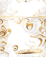 seamless pattern Realistic and artistic illustrations of coffee beans, brewing equipment, coffee cups for background or wallpaper