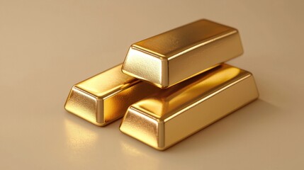 Gleaming Gold Bars on a Neutral Background for Financial Themes