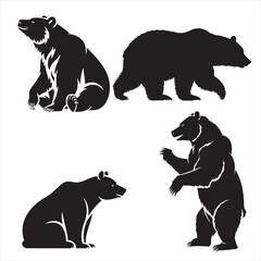 Bear silhouette forest wilderness scene, Silhouette of a bear in the forest, bear 