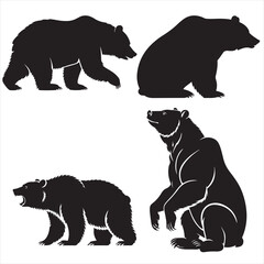 Bear silhouette forest wilderness scene, Silhouette of a bear in the forest, bear 