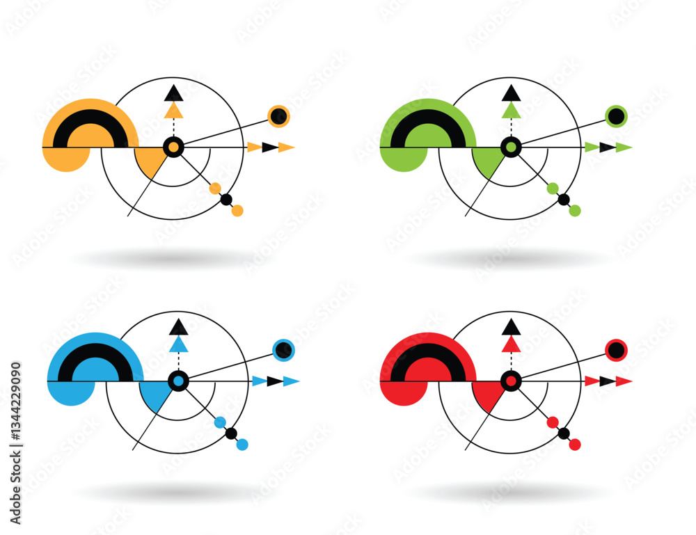 Poster Abstract Circle and Semi Circle Line Art Futuristic Design Element. Graphic elements and resources concept vector art