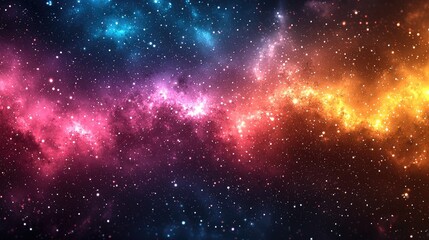 Naklejka premium Vibrant cosmic nebula with colorful stars and galaxies in deep space