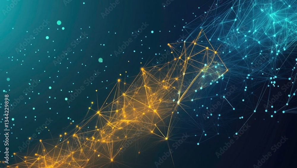 Poster Abstract network graphic showcasing interconnected data points.