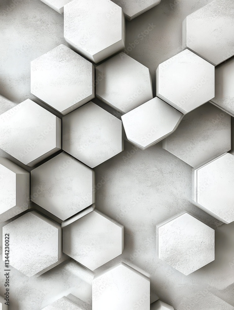 Poster elegant and modern abstract design featuring a 3d layered hexagon pattern with a minimalist white an