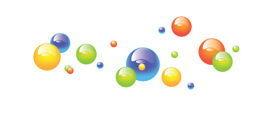 Funny Realistic Colorful Bubbles Banner Isolated on White. Graphic design elements and resources vector art