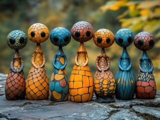 Colorful figurines representing family members in therapy session. Ai generated