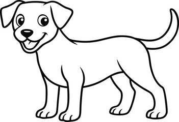 dog coloring book page line art icon, vector illustration of  out line dog on white background.