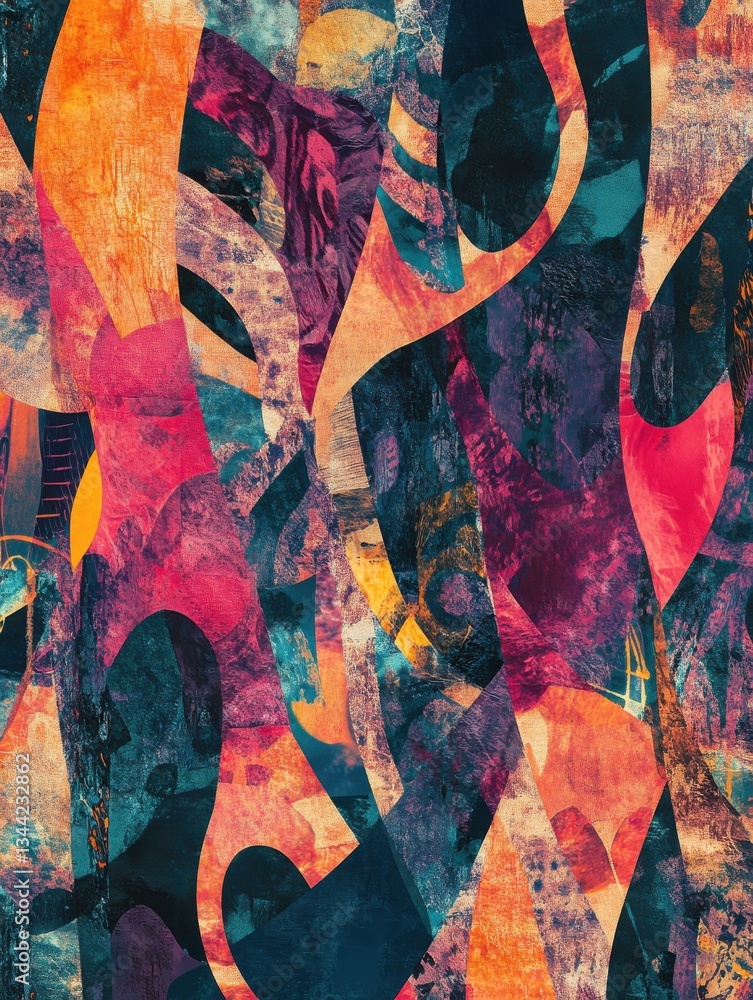 Poster seamless pattern with abstract pattern. mixed media and collage