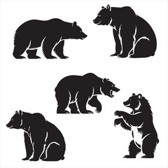 Bear silhouette forest wilderness scene, Silhouette of a bear in the forest, bear 