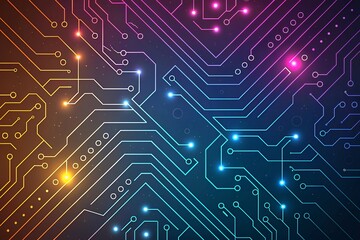 A vibrant network of glowing circuits illuminating the digital landscape with a cosmic, multicolored, and interconnected design.