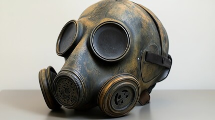 Military Gas Mask â€“ A close-up of a military-grade gas mask, designed for protection against chemical, biological, or radioactive threats, symbolizing the tension and preparation for 