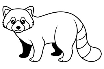 Elegant Red Panda Line Art