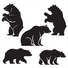 Bear silhouette forest wilderness scene, Silhouette of a bear in the forest, bear 