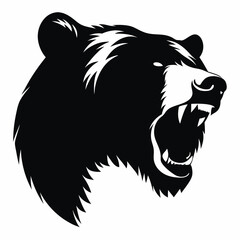 Obraz premium Black and white roaring bear head logo design