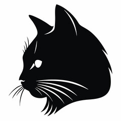 Obraz premium Black and white cat head logo design in profile