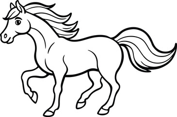 coloring page line art vector illustration of a horse on white background.