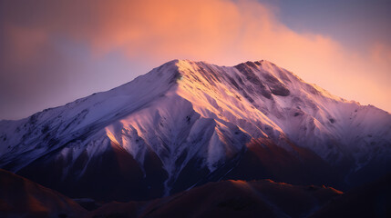Majestic Snow-Capped Mountains Under a Full Moon with Starry Sky