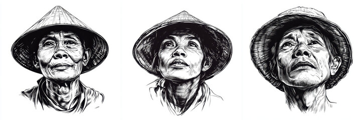 captivating portrait series showcasing expressive faces of Vietnamese individuals, highlighting their resilience and cultural heritage