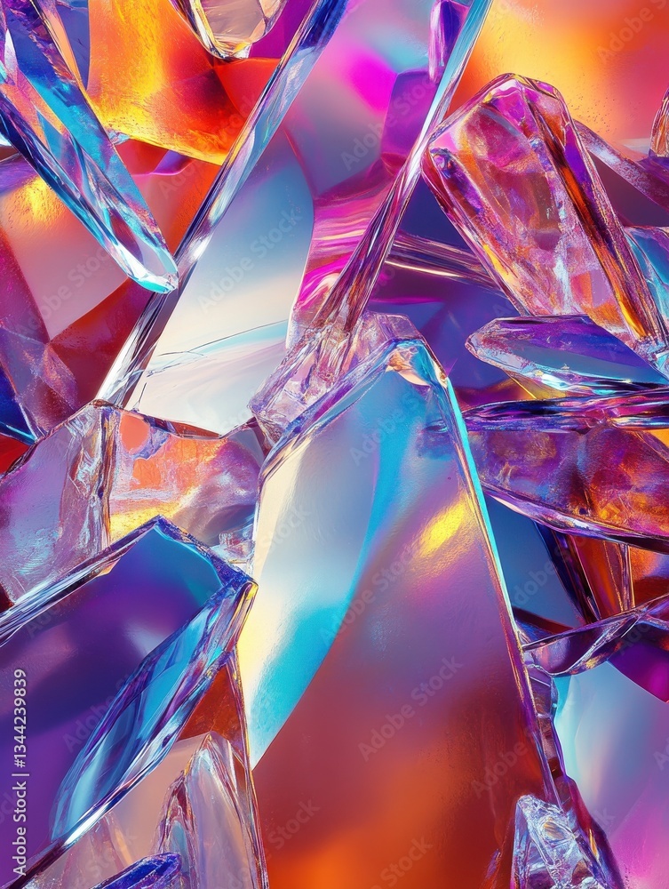Aufkleber abstract colorful pattern of light refracting through crystal-like shapes in a vibrant display of co