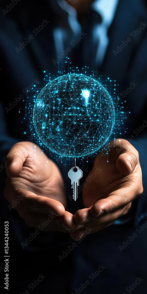 Aufkleber this captivating image portrays a person holding a key to a digital universe, symbolizing access to 