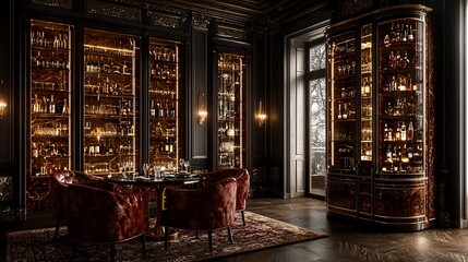Luxury Bar Interior with Extensive Spirits Collection