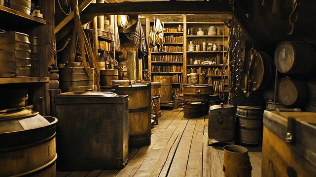 Dusty antique general store interior