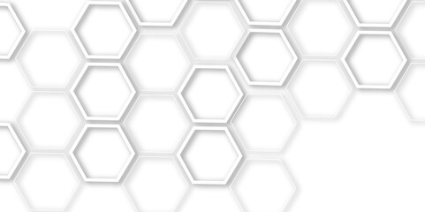 Abstract light grey and white hexagon 3d effect pattern with shadow seamless texture background. Use for book, poster, flyer, website vector illustration.