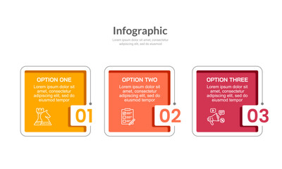 Business infographic square with number design template. 3 Steps to success. Business presentation, Report, Data, System and Marketing. Vector illustration.