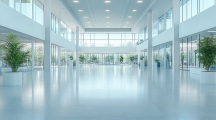 Modern office interior, bright and spacious hallway