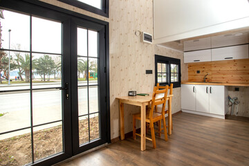 Modern tiny house interior.