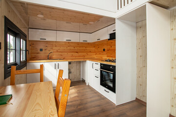 Modern tiny house interior.