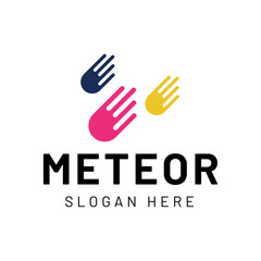 Meteor logo template design isolated on white background.