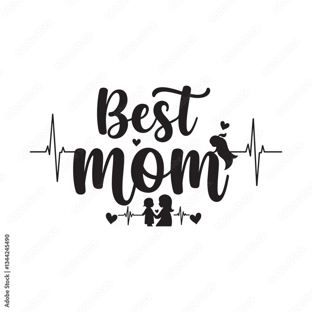 Fototapete best mom typography calligraphy lettering text typescript font design for mother's day