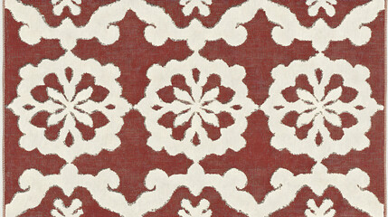 Elegant terracotta and cream damask fabric texture. Perfect for home decor, fashion, and textile design projects.