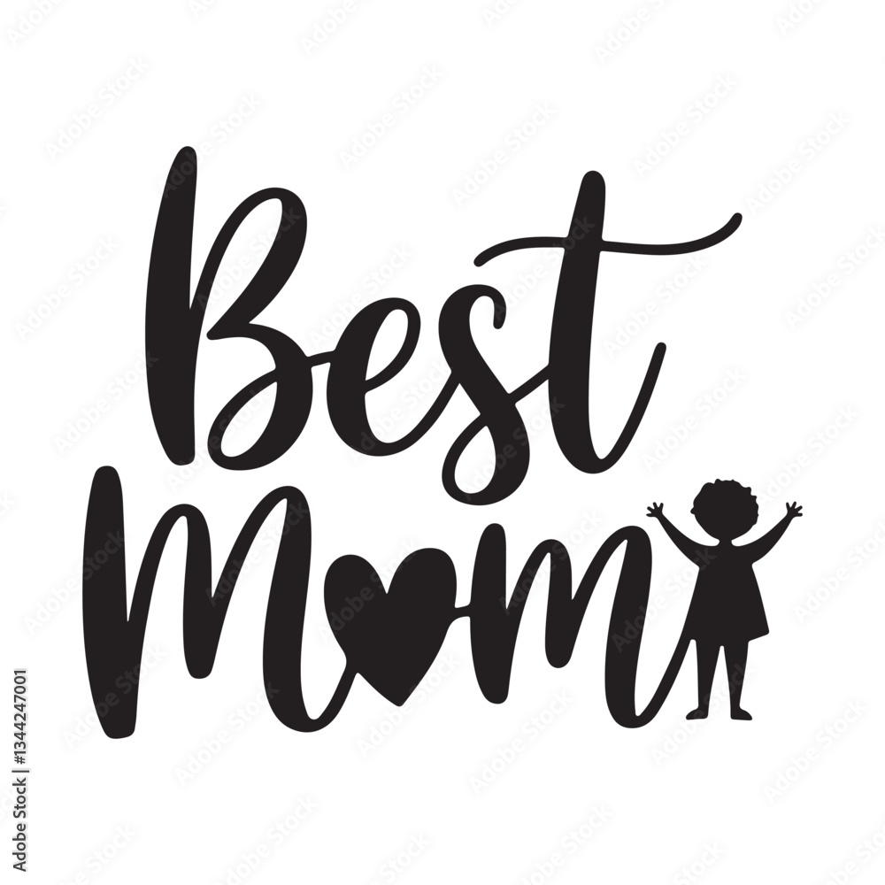 Fototapete best mom typography calligraphy lettering text typescript font design for mother's day