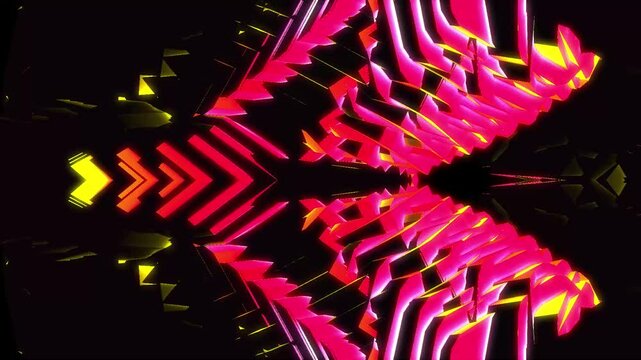 Neon Disco Fun Tech Robot Electronic Alien Machine Glowing Neon Futuristic Technology Geometry Animated Scene for Event. Motion Graphics DJ Event Digital Technology Animation VJ Visuals