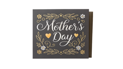 Elegant Mother’s Day greeting card, Beautifully designed black card with gold and white floral accents, perfect for celebrating and honoring mothers with love and appreciation.