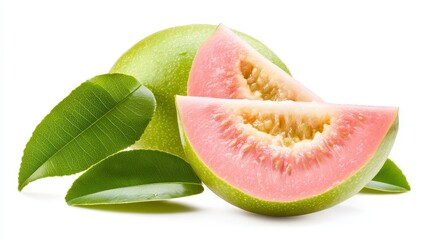 Fresh Guava Slices and Leaves