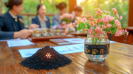 Business meeting outdoors