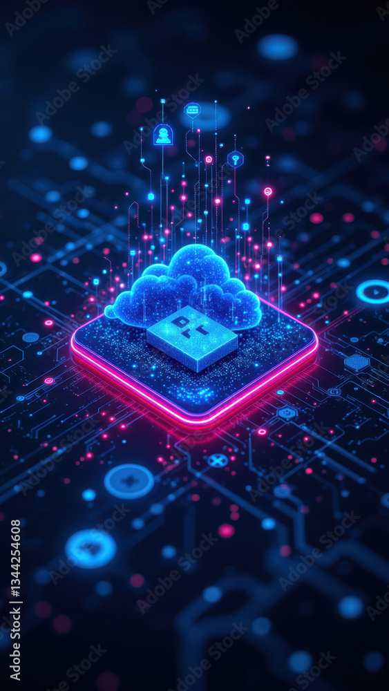 Poster this digital art illustrates a modern approach to cybersecurity with kubernetes as the foundation.